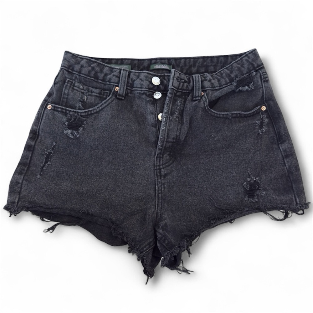 Wild Fable High Rise Cutoff Shorts Women’s Size 6 Black Wash Denim Button Fly